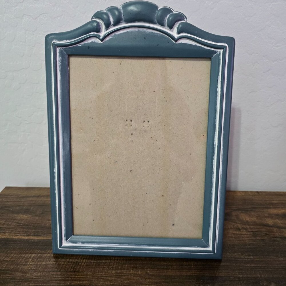 Vintage Fetco Blue Ornate Picture Frame 8x10 1989 Handmade Distressed Finish